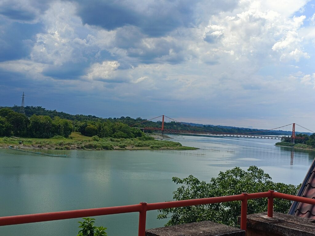 Simple province life with a peaceful countryside river and bridge