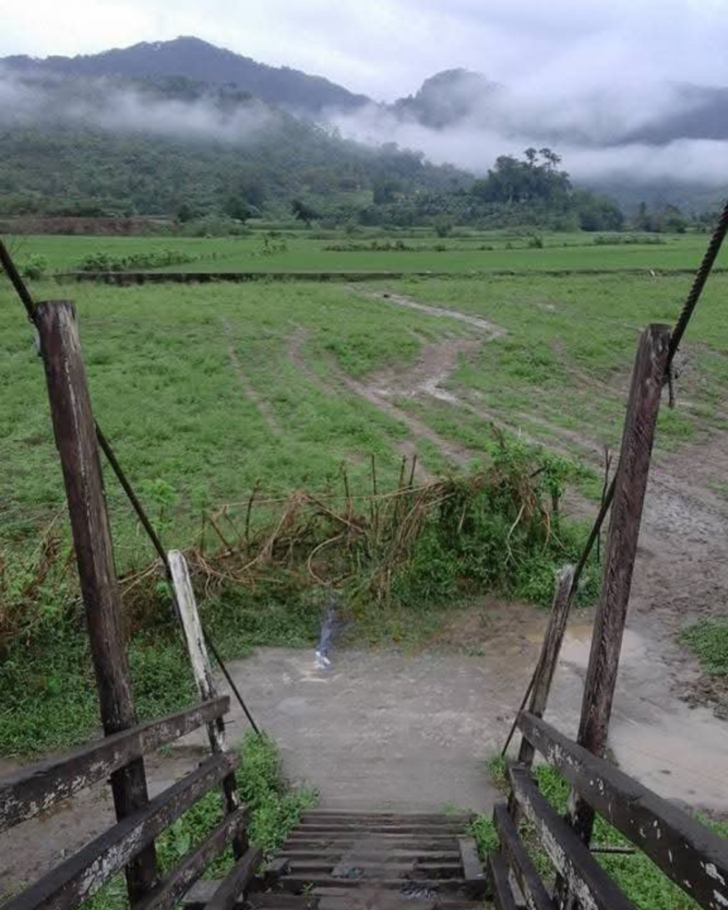 Misty morning over farmland in a provincial community in the Philippines